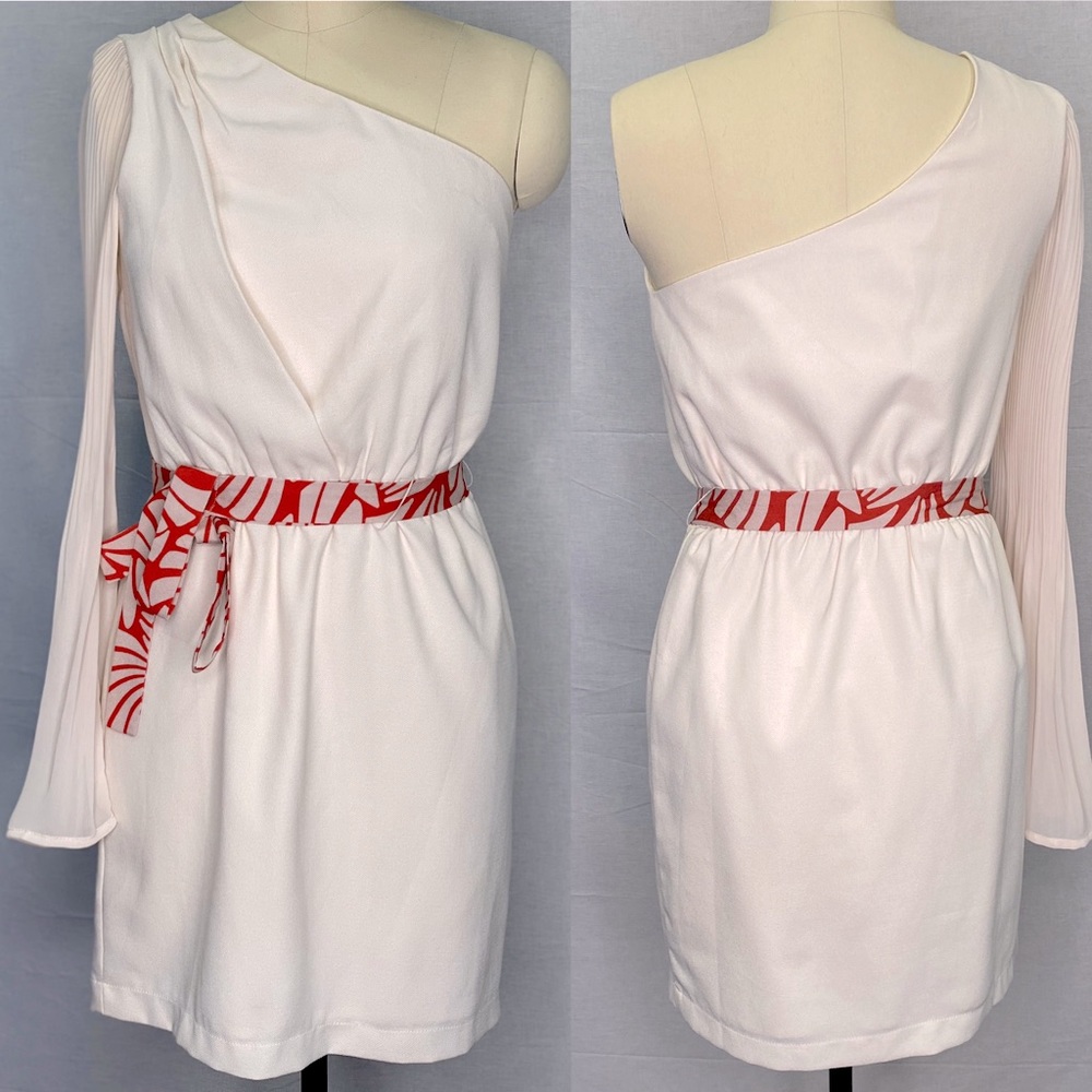 Esley dress white one shoulder Grecian white sz sm